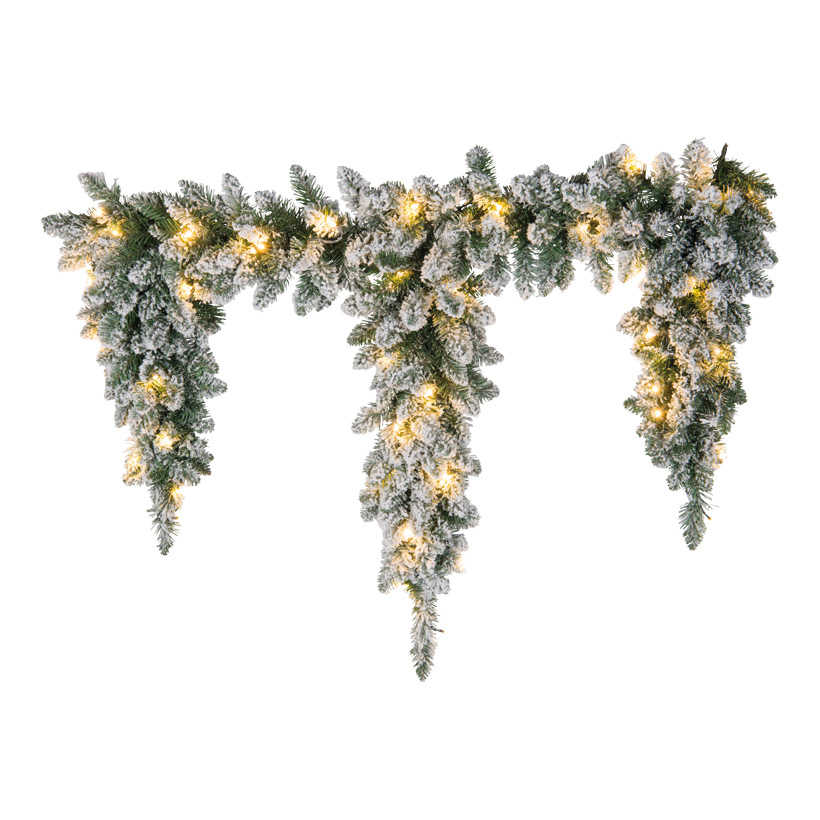 Noble fir frieze, 100cm Ø25cm, Zapfenlänge: 60/80/60cm 40 LEDs, out of plastic, snowed