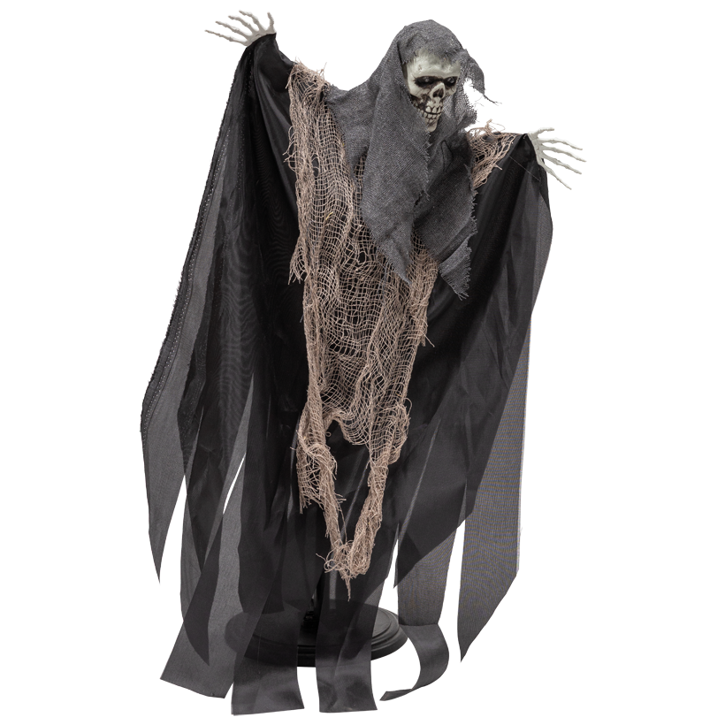 Scary figure ""reaper", 80x40x20cm 3x AA batteries required, out of fabric and plastic, animated & sound effects, eyes blink red